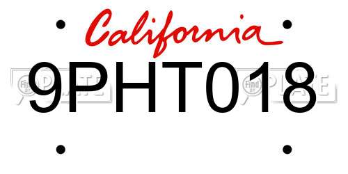 9PHT018 California License Plate
