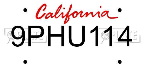 9PHU114 California License Plate