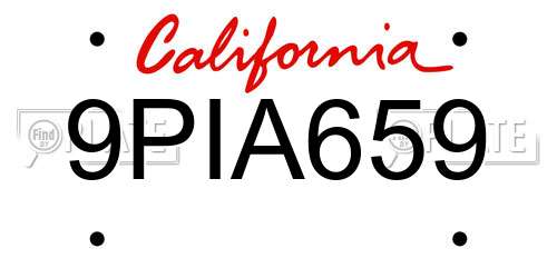 9PIA659 California License Plate