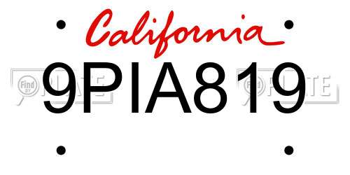 9PIA819 California License Plate