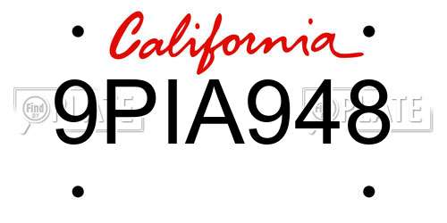 9PIA948 California License Plate