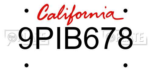 9PIB678 California License Plate