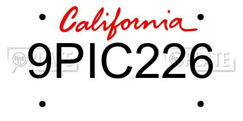 9PIC226 California License Plate