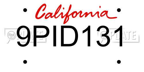 9PID131 California License Plate