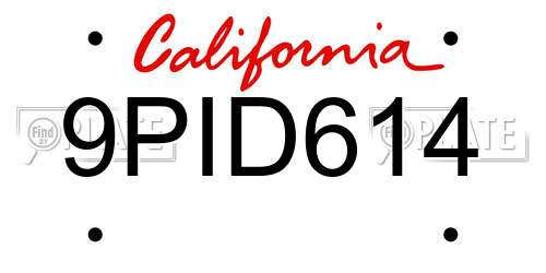 9PID614 California License Plate