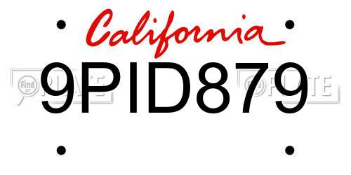 9PID879 California License Plate