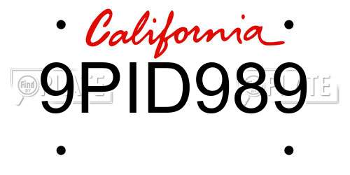 9PID989 California License Plate