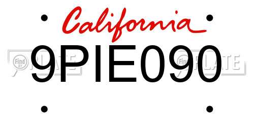 9PIE090 California License Plate