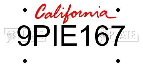 9PIE167 California License Plate