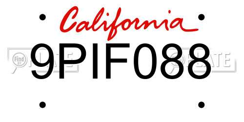 9PIF088 California License Plate