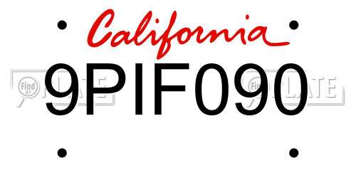 9PIF090 California License Plate