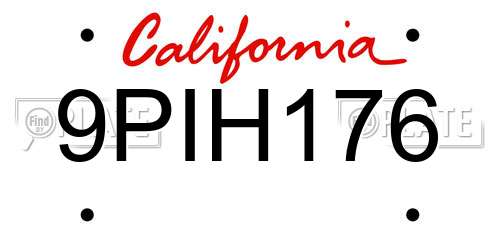 9PIH176 California License Plate