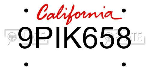 9PIK658 California License Plate