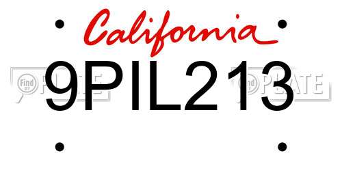9PIL213 California License Plate