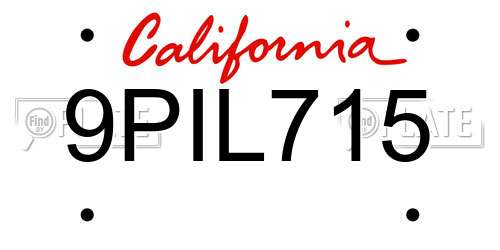 9PIL715 California License Plate