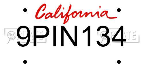 9PIN134 California License Plate