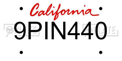 9PIN440 California License Plate