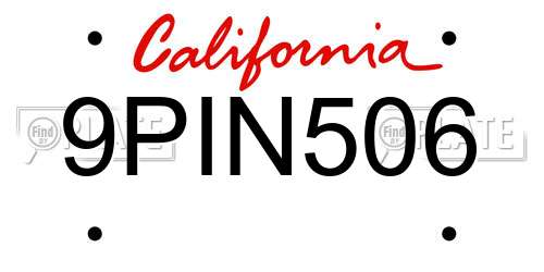 9PIN506 California License Plate