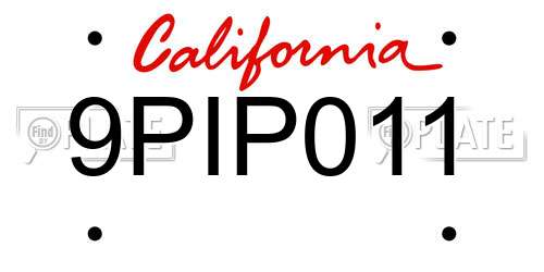 9PIP011 California License Plate