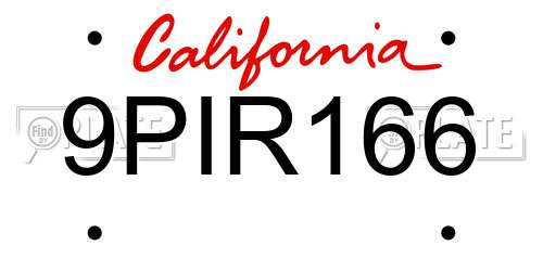 9PIR166 California License Plate