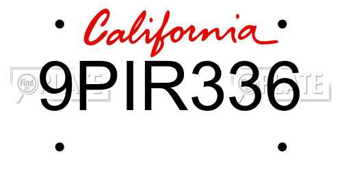 9PIR336 California License Plate