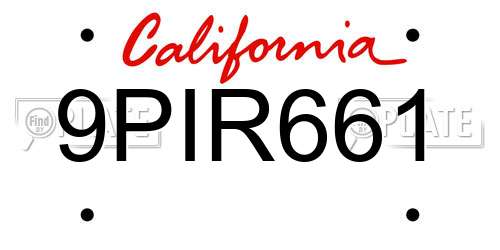 9PIR661 California License Plate