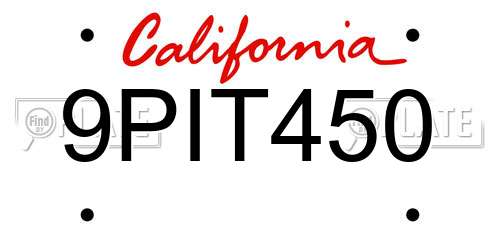9PIT450 California License Plate