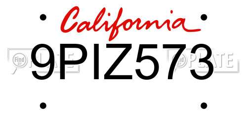 9PIZ573 California License Plate