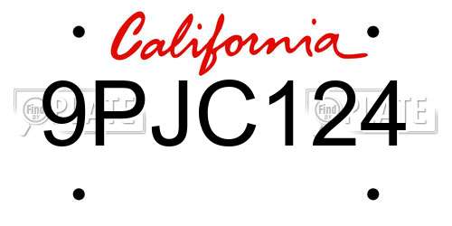 9PJC124 California License Plate