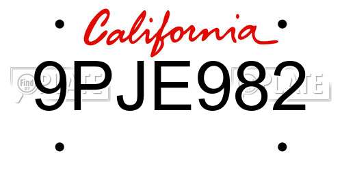 9PJE982 California License Plate