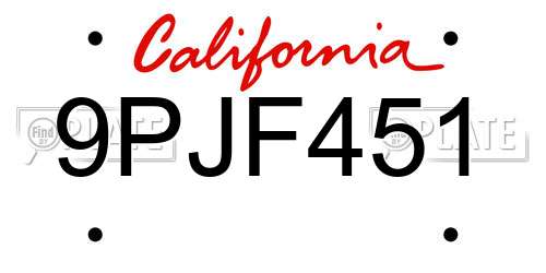 9PJF451 California License Plate
