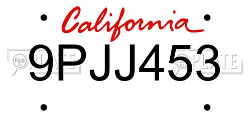 9PJJ453 California License Plate