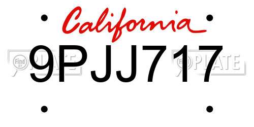 9PJJ717 California License Plate