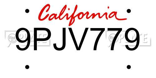 9PJV779 California License Plate