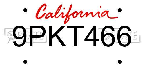9PKT466 California License Plate