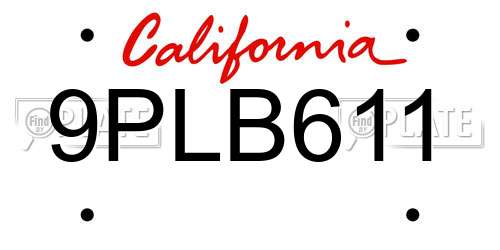 9PLB611 California License Plate