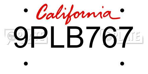 9PLB767 California License Plate