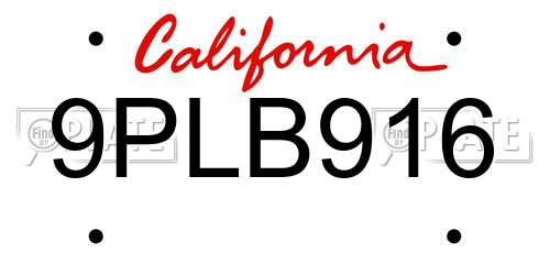 9PLB916 California License Plate