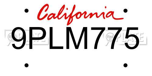 9PLM775 California License Plate