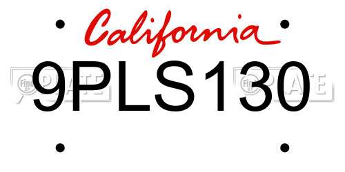 9PLS130 California License Plate