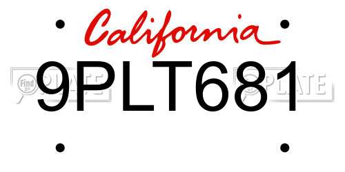 9PLT681 California License Plate
