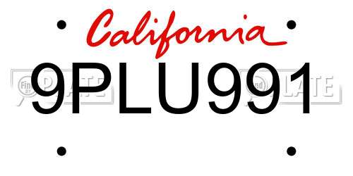 9PLU991 California License Plate
