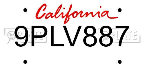 9PLV887 California License Plate