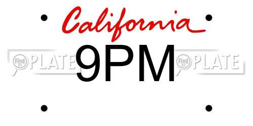 9PM California License Plate