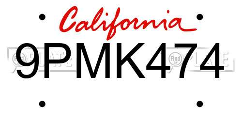 9PMK474 California License Plate