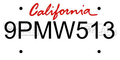 9PMW513 California License Plate