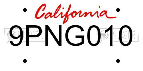 9PNG010 California License Plate