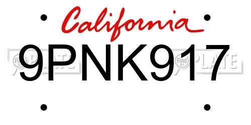 9PNK917 California License Plate
