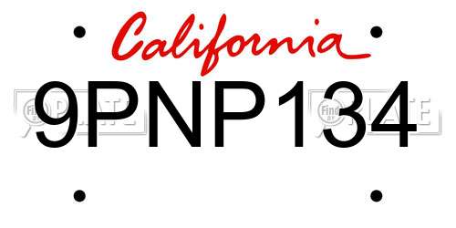 9PNP134 California License Plate
