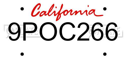 9POC266 California License Plate